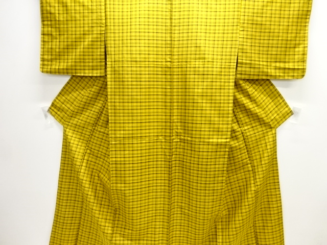 JAPANESE KIMONO / ANTIQUE KIMONO / SILK / YONEZAWA TSUMUGI / WOVEN GRID